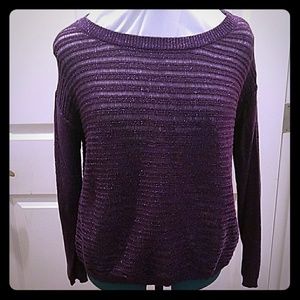 Purple Metallic mac + jac Sheer Sweater XL